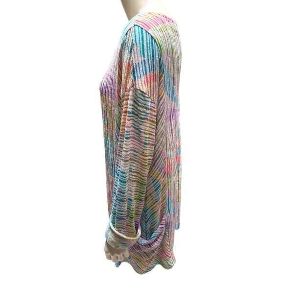 CJ Banks Womens X Multicolored Striped Long Sleeve Tunic Top - Picture 2 of 11